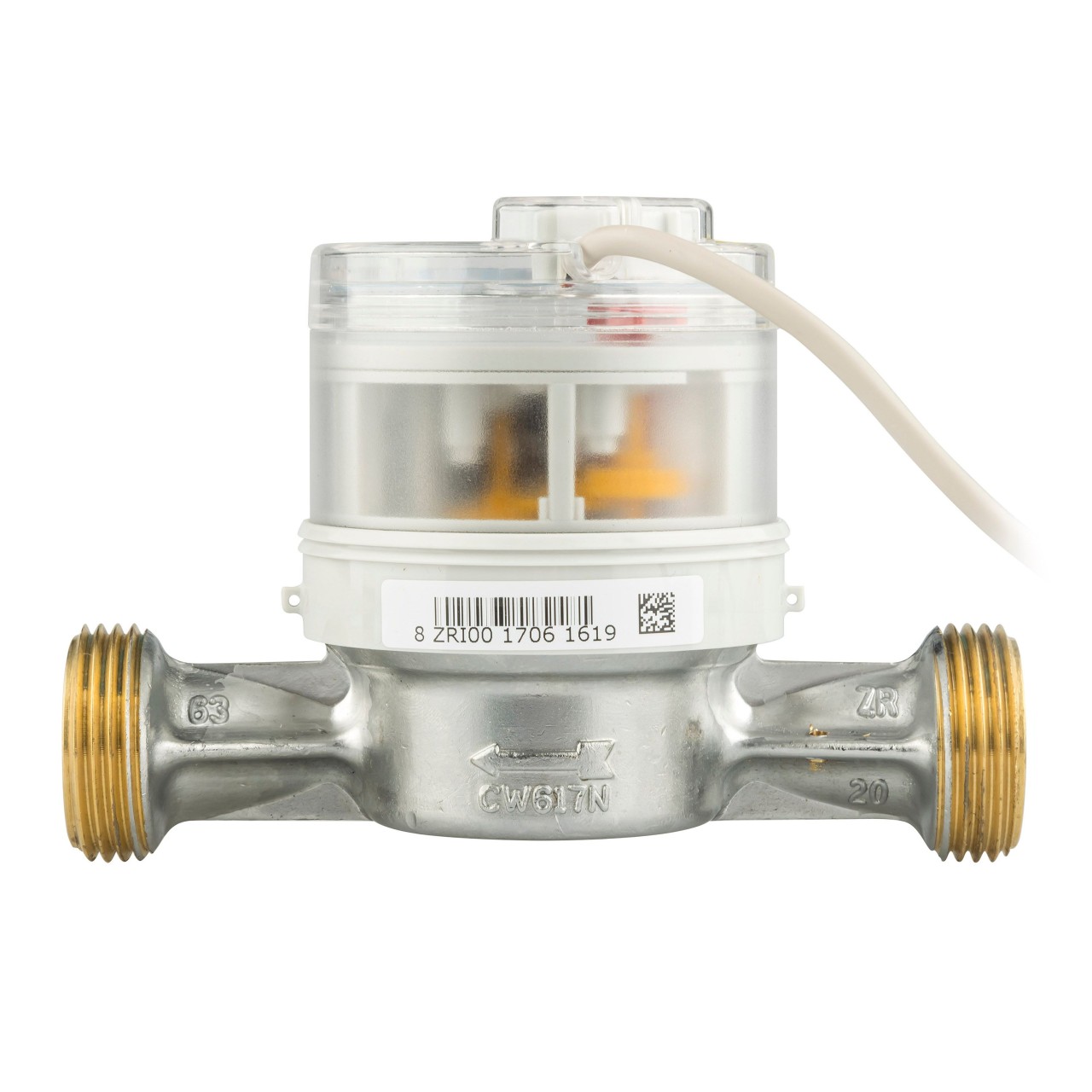 Wasserzähler von Zenner Q3 = 4 Kalt + Warmwasser / 1 AG / BL 130 mm mit Impulsausgang 0,5 Liter 