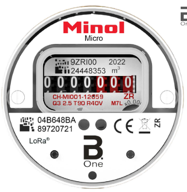 Minol / Zenner Modell B.One Mirco M7L passende Messkapsel Kaltwasser Q3 = 2,5 LoRaWAN-Funk 868MHz