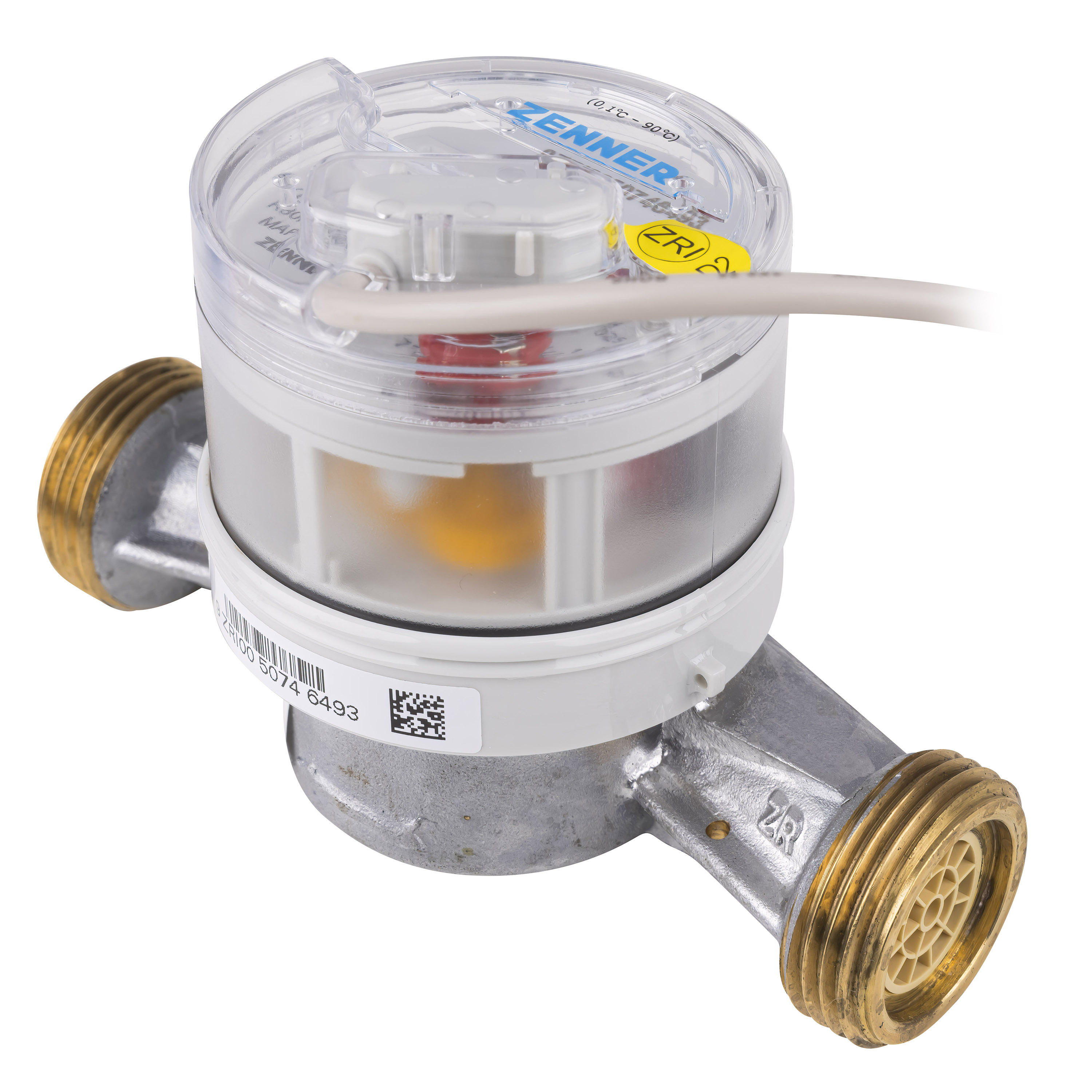 Wasserzähler von Zenner Q3 = 4 Kalt + Warmwasser / 1 AG / BL 130 mm mit Impulsausgang 1 Liter Eichung 2026 