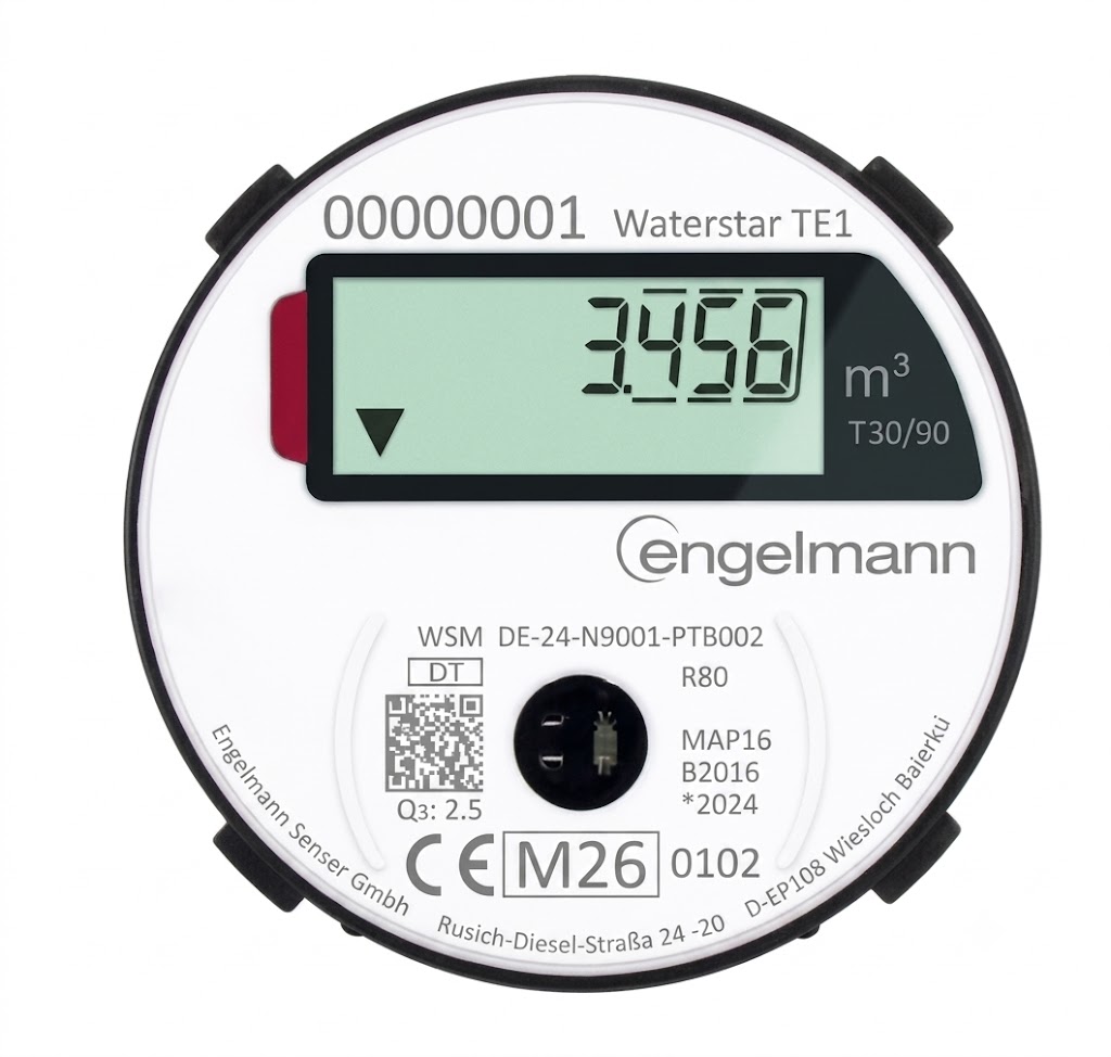 Digitaler Wasserzähler Warm Anschluss Techem T1 OMS-Funk 868MHz Eichung 2026
