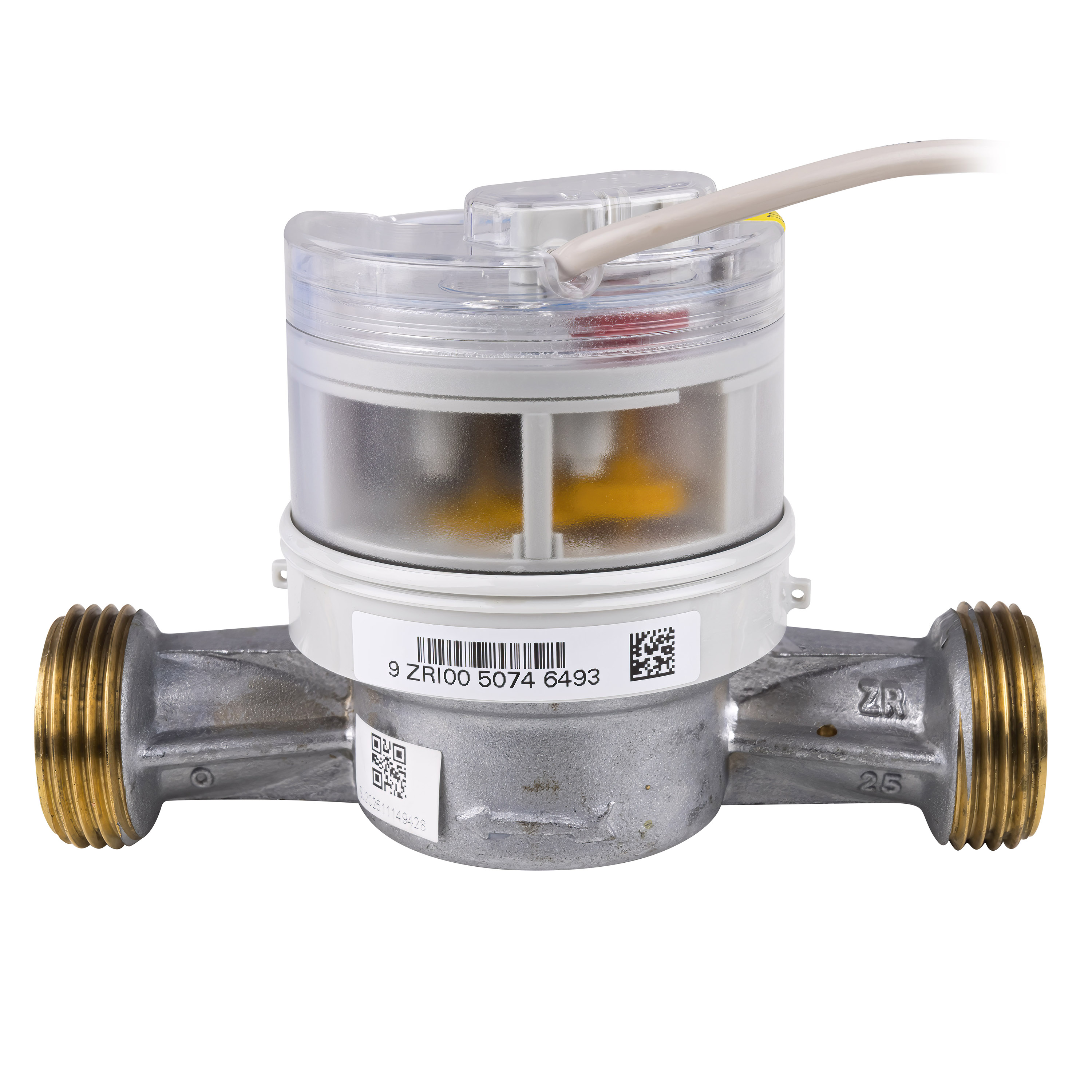 Wasserzähler von Zenner Q3 = 4 Kalt + Warmwasser / 1 AG / BL 130 mm mit Impulsausgang 1 Liter Eichung 2026 