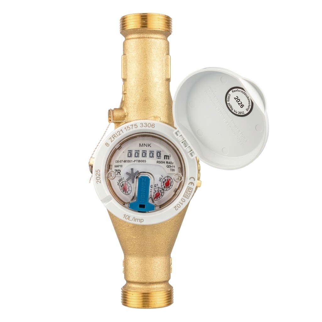 Zenner Hauswasserzähler Eichung 2026 Baulänge 260 mm, Q3 = 10 (DN32) Gewinde 11/2 Zoll AG