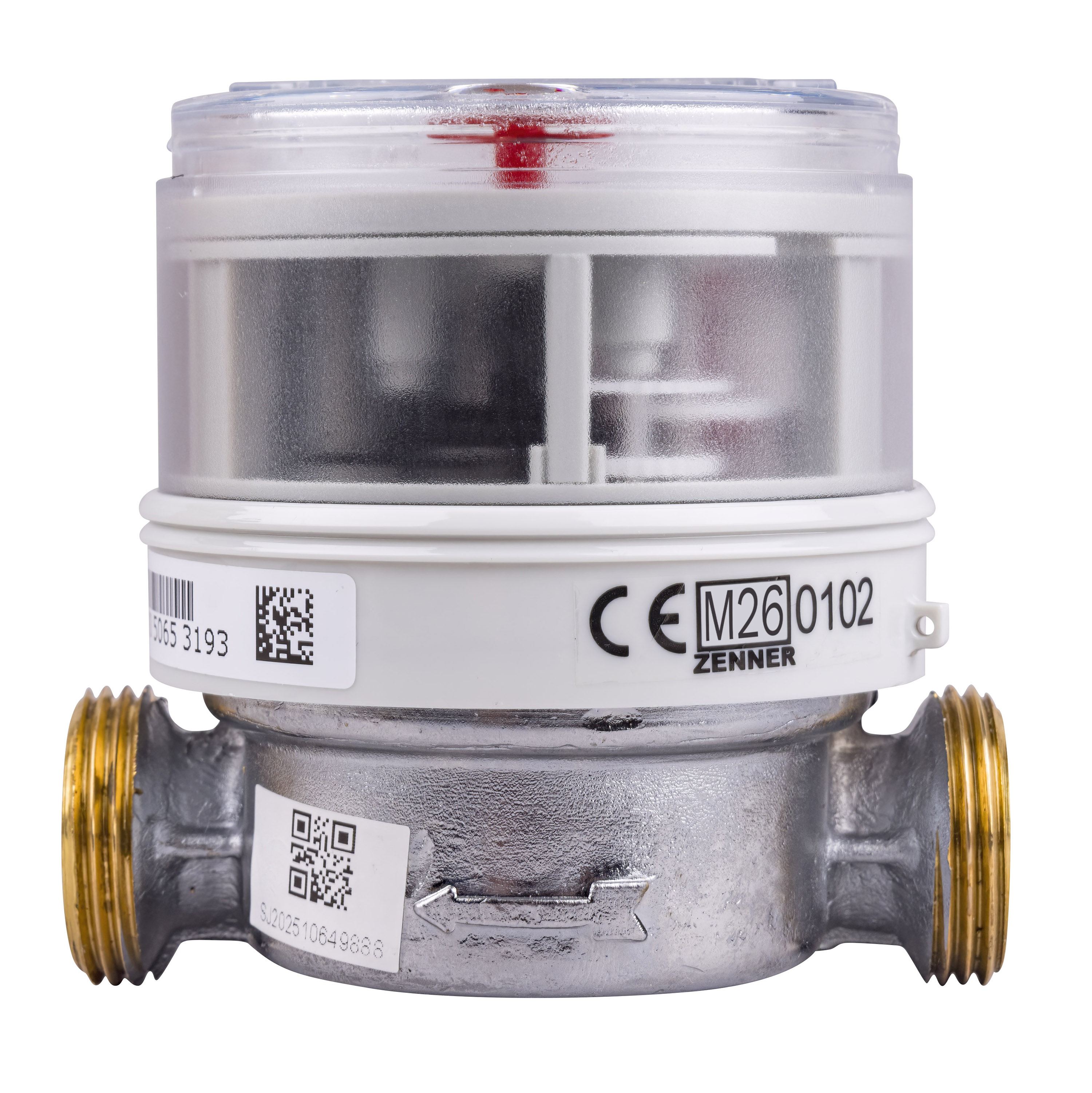 Wasserzähler von Zenner Q3 = 2,5 Kalt + Warmwasser,   BL 80 mm 3/4 Zoll Anschluss / Eichung 2026