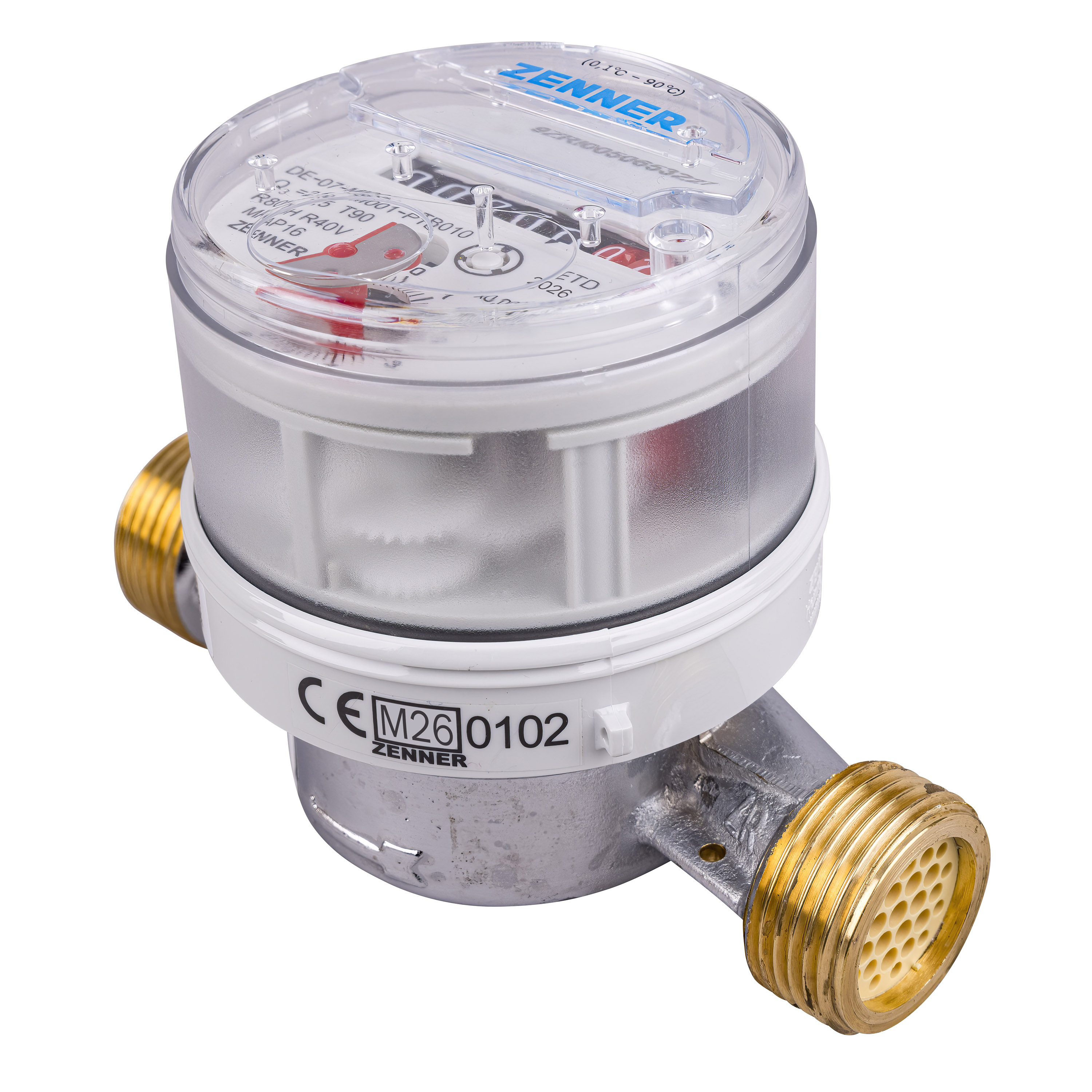 Wasserzähler von Zenner Q3 = 2,5 Kalt + Warmwasser,   BL 110 mm 3/4 Zoll Anschluss / Eichung 2026