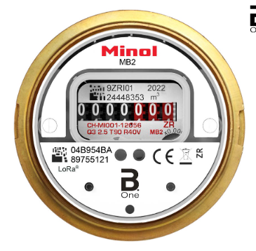 Minol / Zenner Modell B.One MB 2 passende Messkapsel Kaltwasser Q3 = 2,5 LoRaWAN-Funk 868MHz