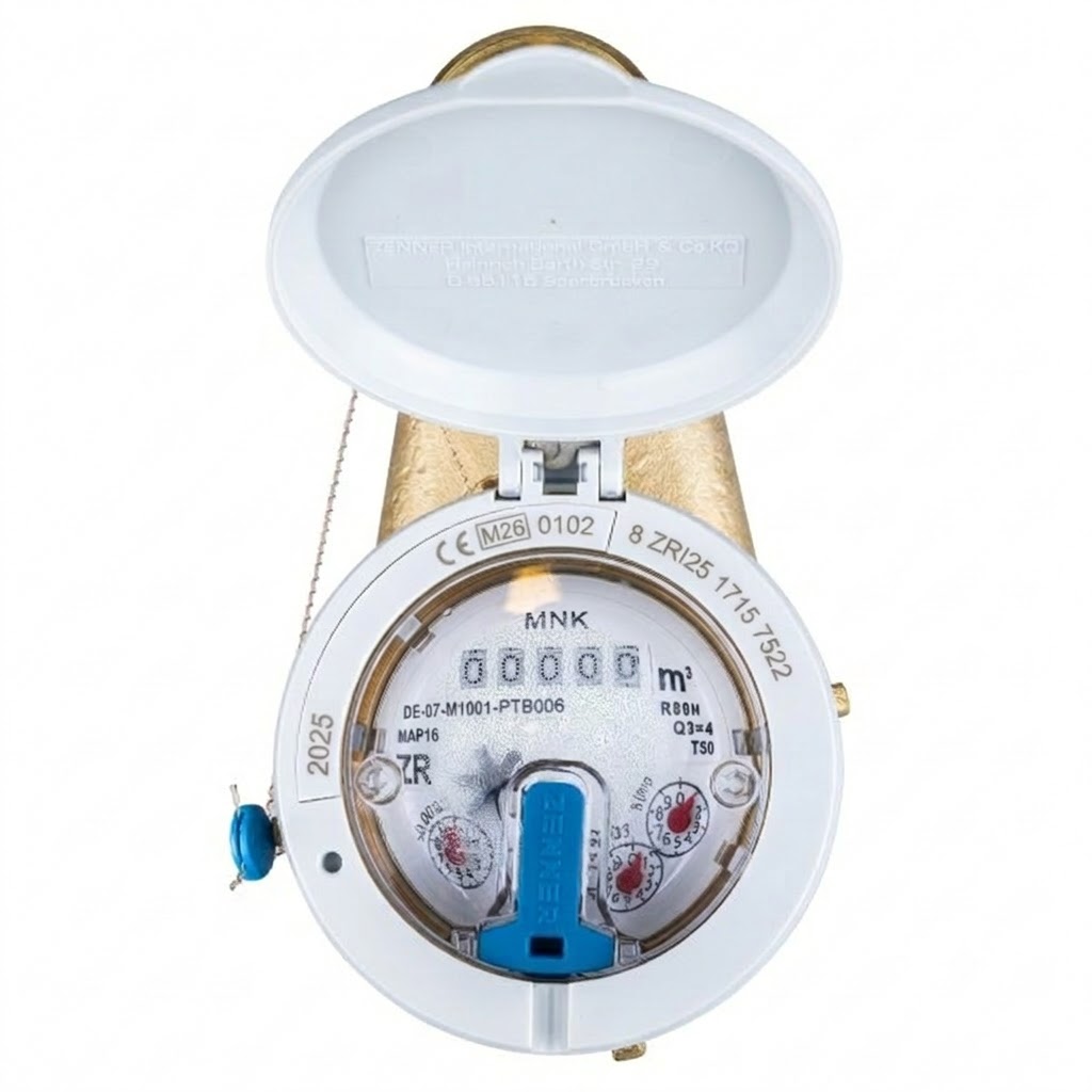 Zenner Hauswasserzähler Eichung 2026 Q3 = 10 (DN25) für Steigrohr - Montage