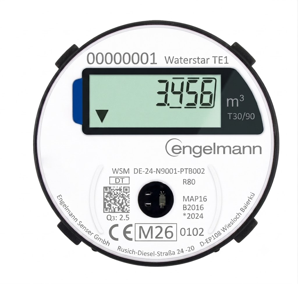 Digitaler Wasserzähler Kalt Anschluss Techem T1 OMS-Funk 868MHz Eichung 2026